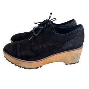 Eileen Fisher Women’s Black Suede Platform Brouges Sz 7